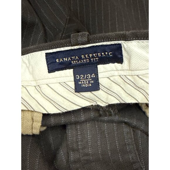 Banana Republic Men's Pants 100% Cotton Stripe Brown Business Work Size 32 - Picture 8 of 10